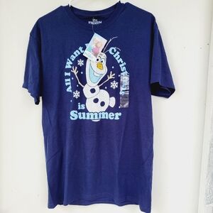 Disney Frozen Shirt Men Blue Olaf All I Want For Christmas Is Summer Size Medium